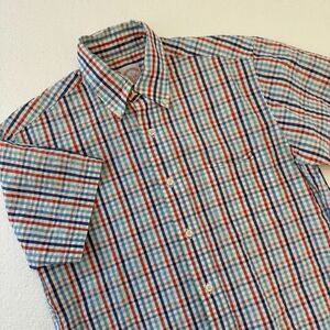 Brooks Brothers Shirt Mens Small Check Short Sleeve Button Up Collared Polo